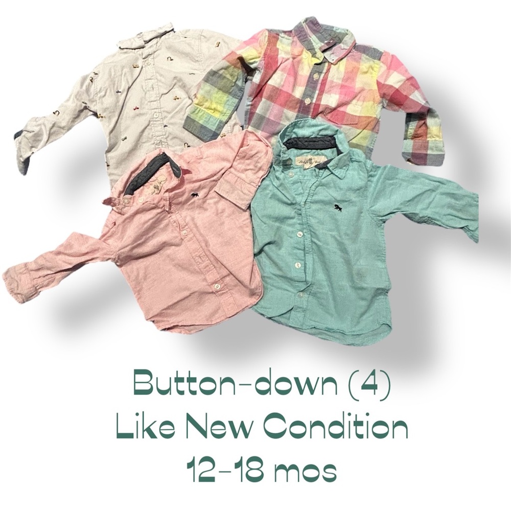 EUC Kids Button-Down Shirt, Set of 4 - Multicolor Pastels (12-18 mos)